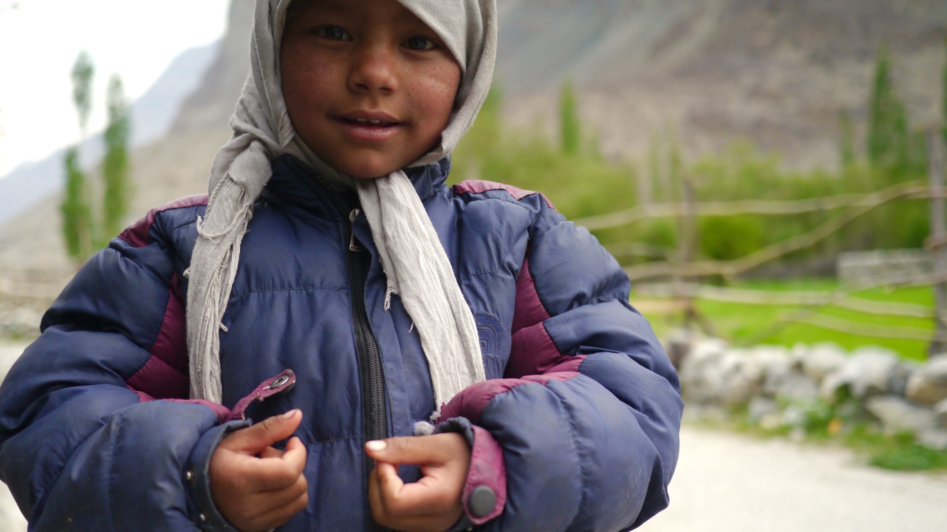 A child in the remote village of Turtuk, the last settlement before the Pakistan border we're allowed to visit.